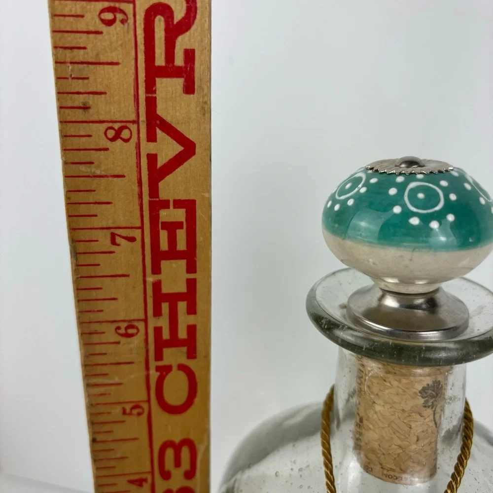 Vintage-Look- decor set-bottle & clock-aqua color
